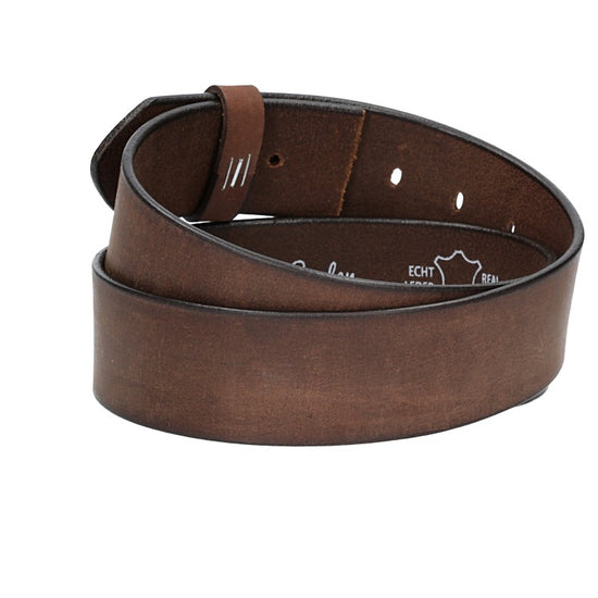 Lederriemen | Gürtelrohling Matt 45mm in Braun mit Schlaufe und Kapplochteil - leder-accessoires.com