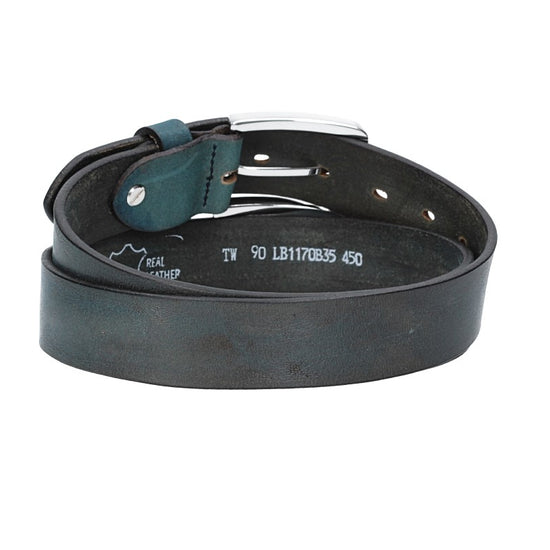 Ledergürtel Blau|Marine 35mm mit Dornschließe in Silber - leder-accessoires.com