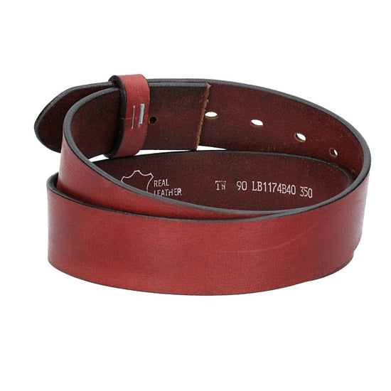 Lederriemen | Gürtelrohling Glanz 40mm in Rot mit Schlaufe und Kapplochteil - leder-accessoires.com