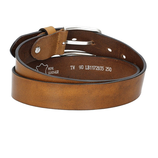 Ledergürtel Gelb|Ocker 35mm mit Dornschließe in Silber - leder-accessoires.com
