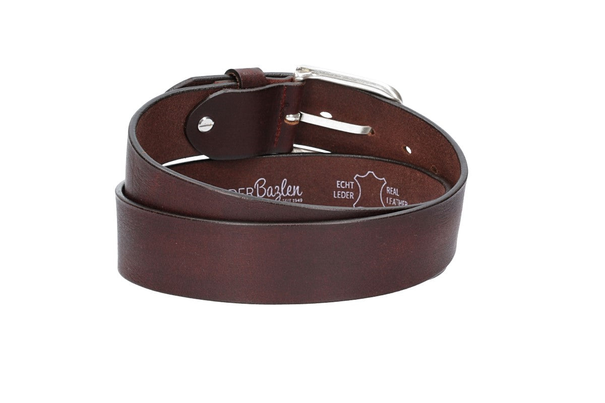 Ledergürtel Rot|Bordeaux 40mm mit Dornschließe in Silber