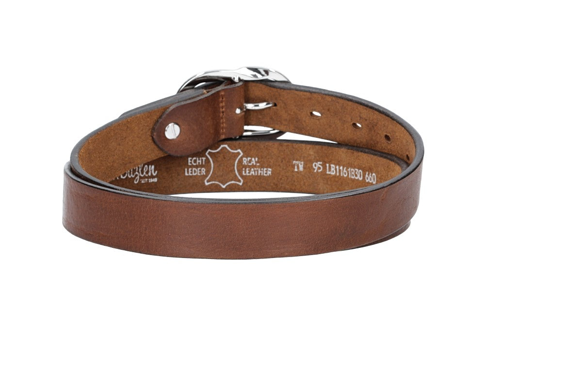 Ledergürtel 30mm in Cognac mit Schmuckschließe