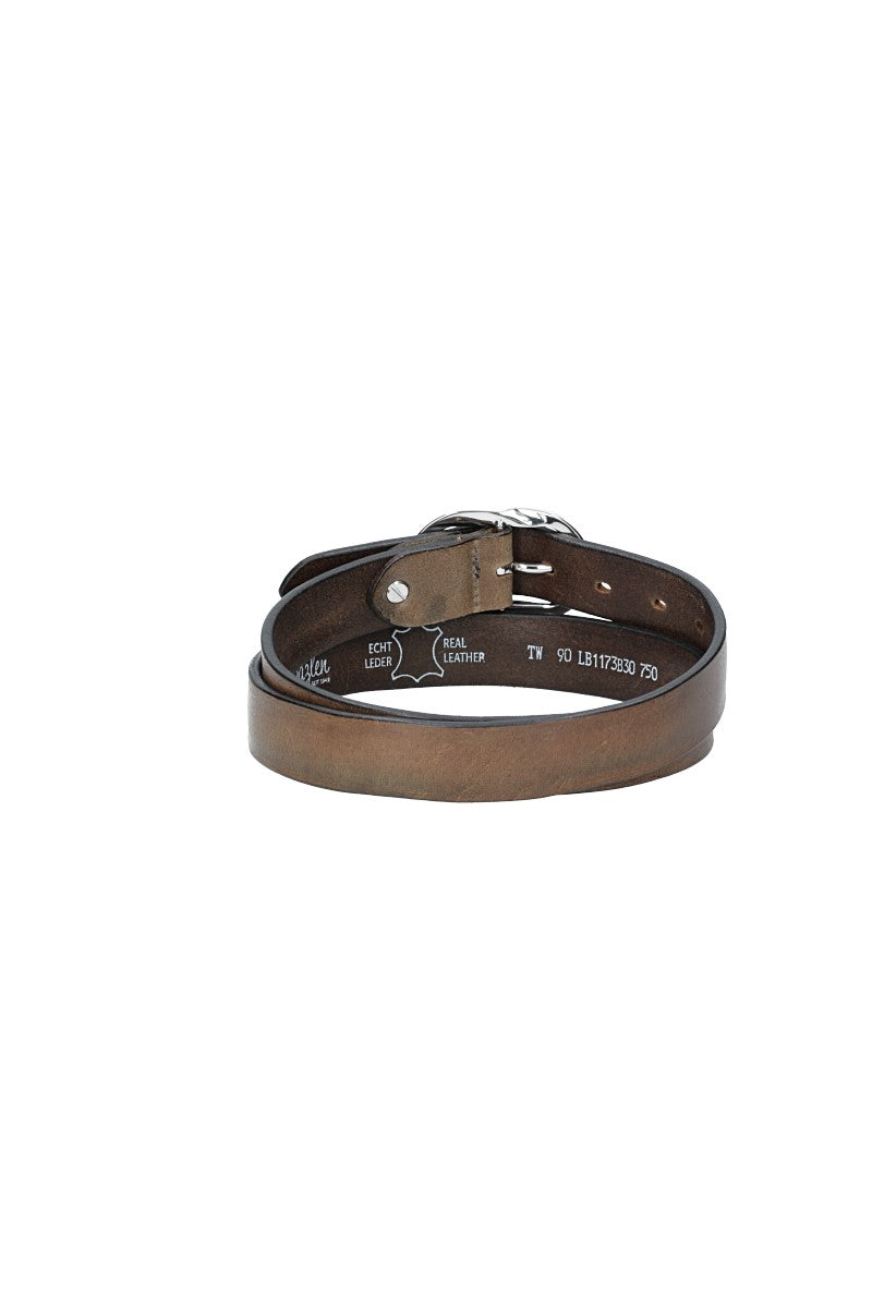 Ledergürtel 30mm in Grau mit Schmuckschließe