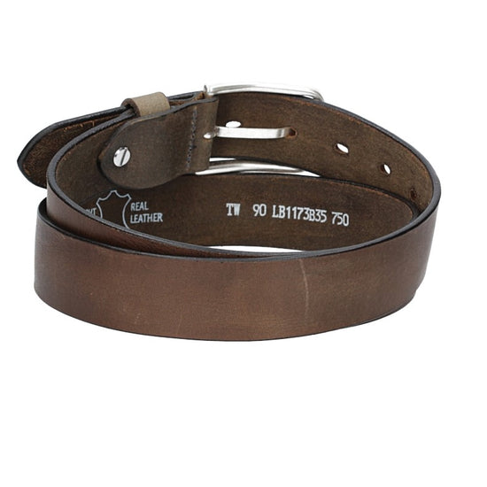Ledergürtel Grau 35mm mit Dornschließe in Silber - leder-accessoires.com