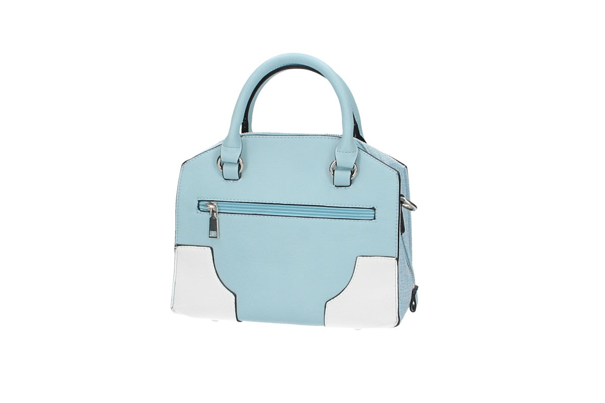 Kurzgrifftasche in Hellblau|Weiss mit Canvas