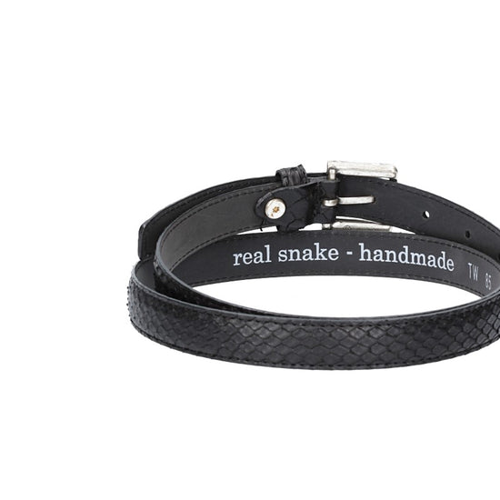 Schlangenledergürtel 20mm in Schwarz  und Dornschließe - leder-accessoires.com