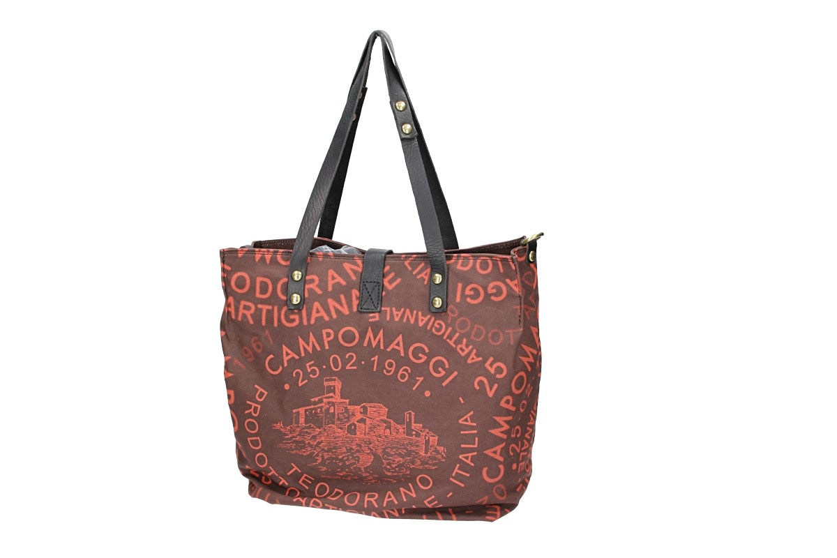 Shopper in Orange|Braun aus Canvas
