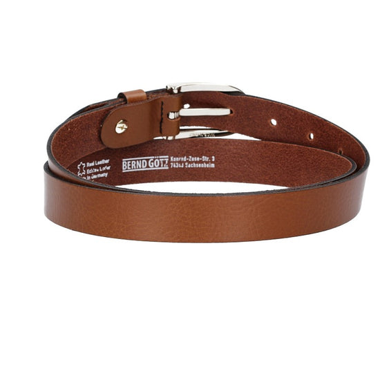 Damengürtel 25mm in Cognac mit Dornschließe in Lightgold - leder-accessoires.com