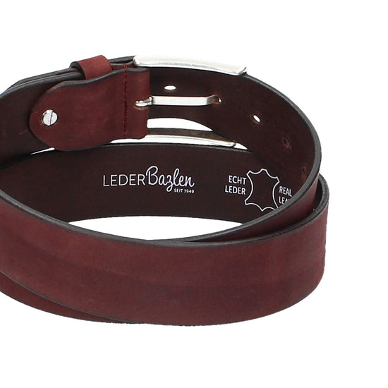 Ledergürtel Rot|Bordeaux 40mm mit Dornschließe in Silber - leder-accessoires.com