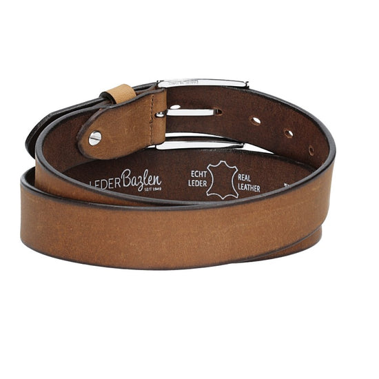 Ledergürtel Light Brown 35mm mit Dornschließe in Silber - leder-accessoires.com