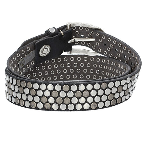 Nietengürtel 35mm in Schwarz und Dornschließe Silber - leder-accessoires.com