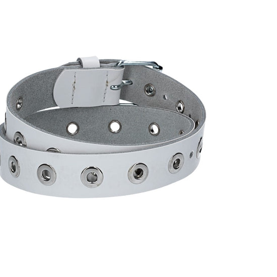 Ledergürtel Kids 25mm in Weiss mit Ösen und Schließe in Silber - leder-accessoires.com