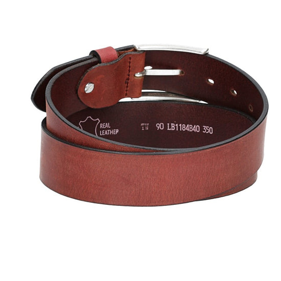 Ledergürtel Rot 40mm mit Dornschließe in Silber - leder-accessoires.com