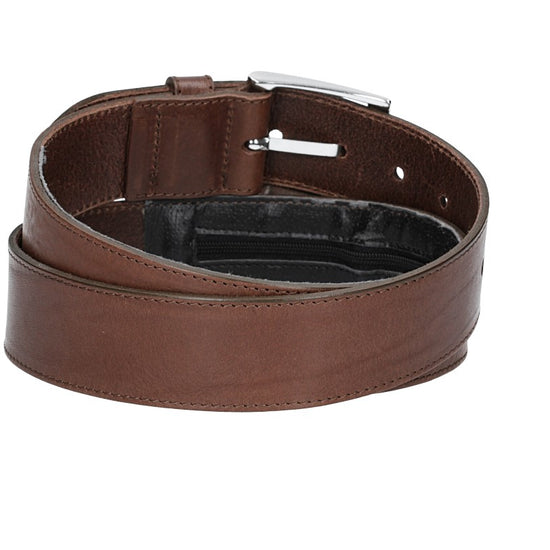 Safegürtel 40mm in Braun mit Reißverschluss und Dornschließe - leder-accessoires.com