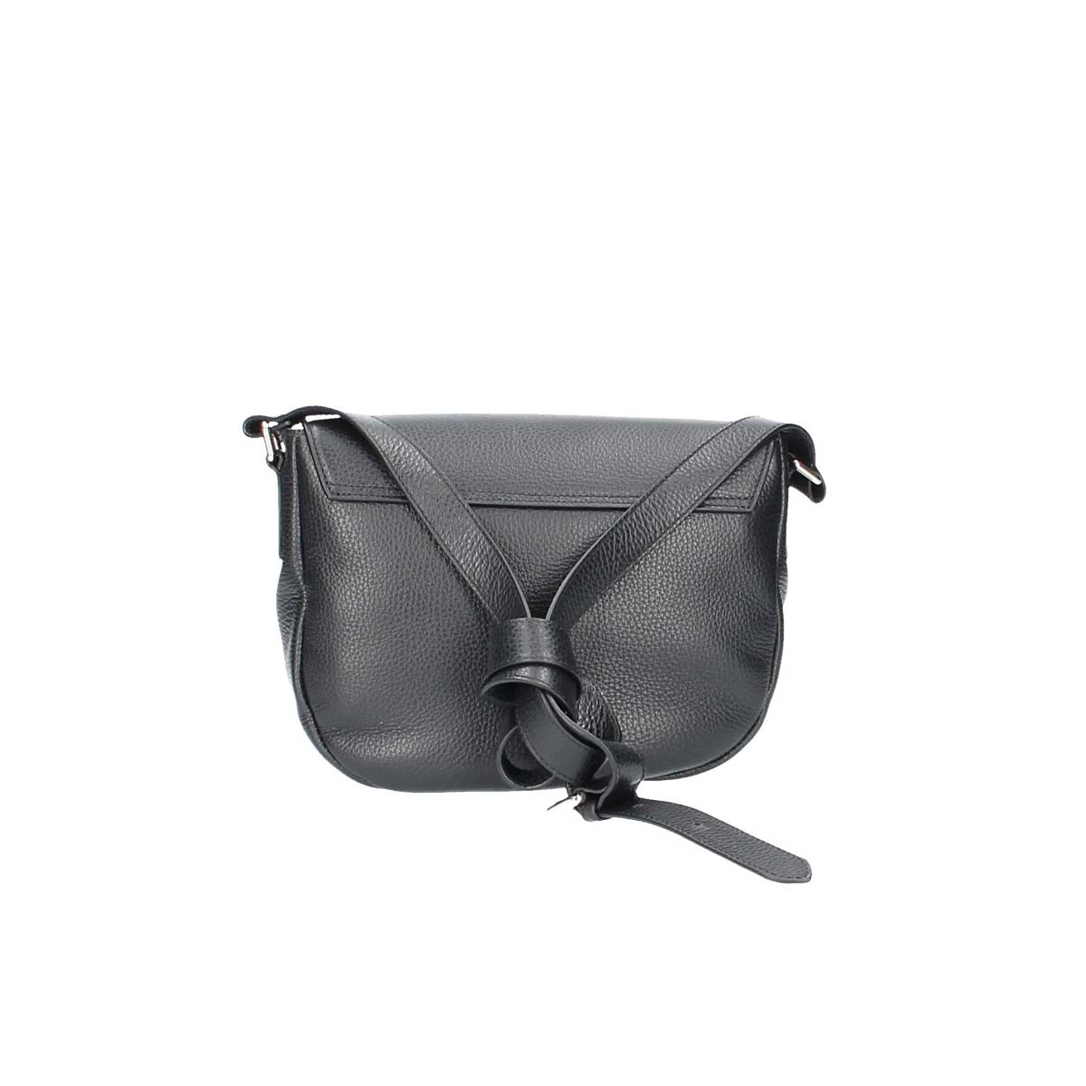 Umhängetasche mit Überschlag in Schwarz aus Leder