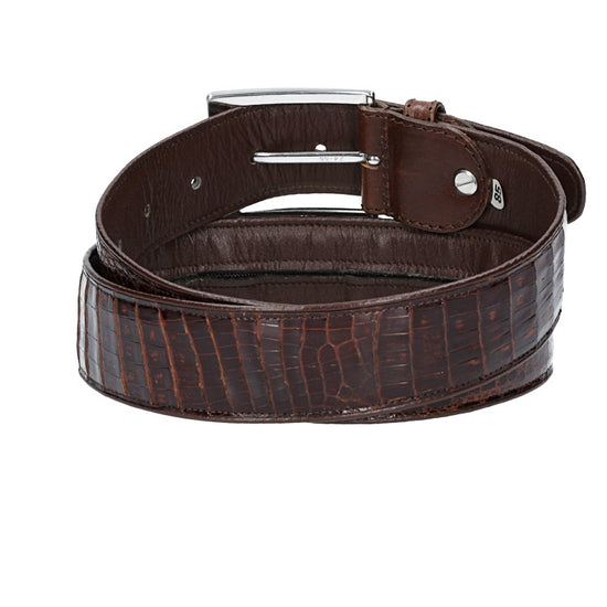 Krokoledergürtel |Safegürtel 40mm Braun mit Dornschließe Silber - leder-accessoires.com