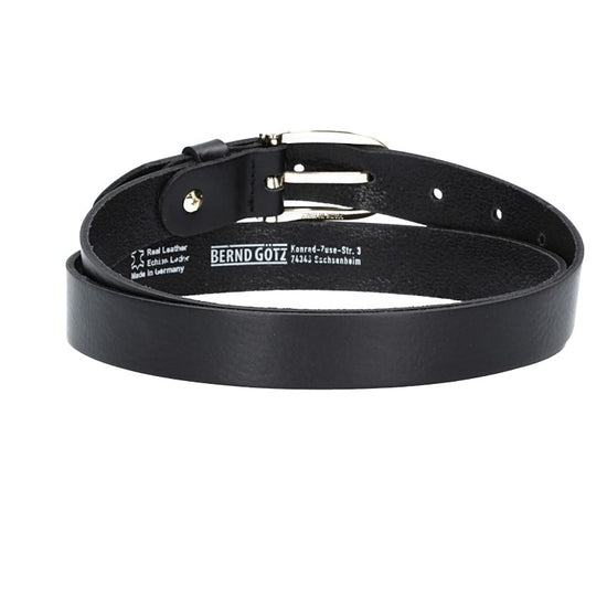 Damengürtel 25mm in Schwarz mit Dornschließe in Lightgold - leder-accessoires.com