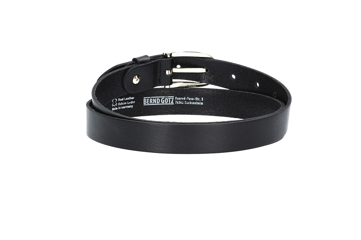 Damengürtel 25mm in Schwarz mit Dornschließe in Lightgold - leder-accessoires.com