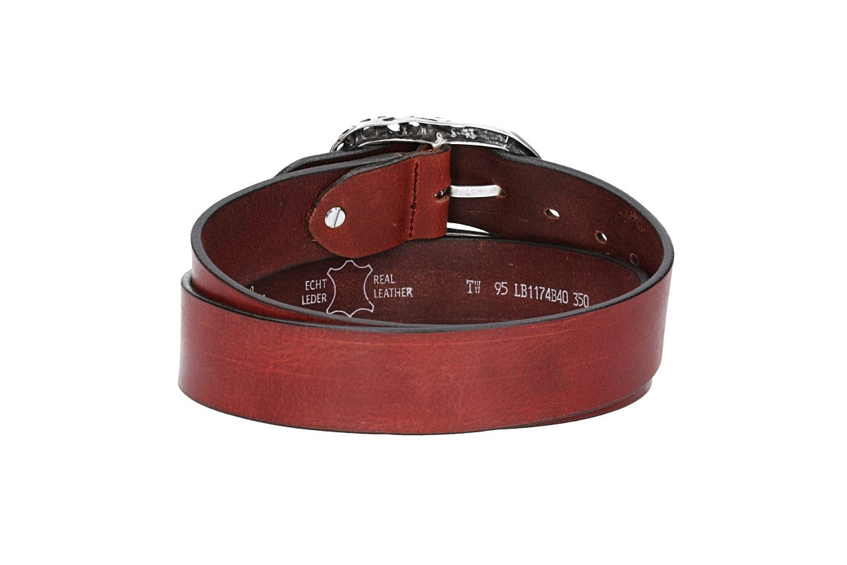 Ledergürtel in Rot 40mm mit Schmuck-Vollschließe