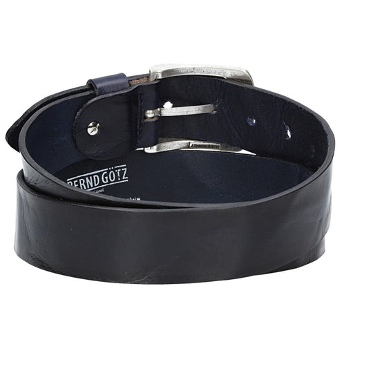 Jeansgürtel 40mm in Dunkelblau mit Airbrushkante und Dornschließe Altsilber - leder-accessoires.com