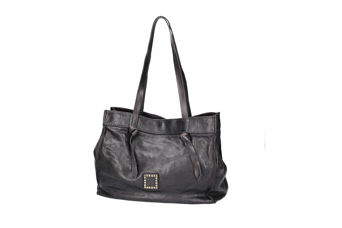 Schultertasche in Schwarz aus Leder