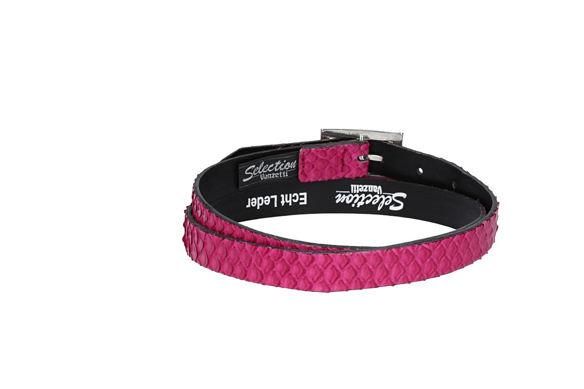 Schlangenledergürtel 20mm Pink und Schließe in Silber