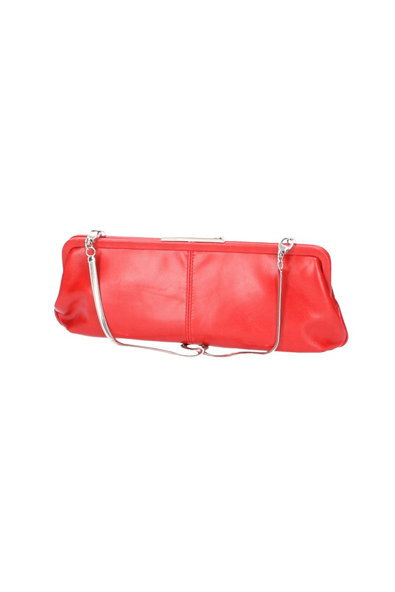 Clutch mit Clipverschluss in Rot aus Leder