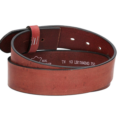 Lederriemen | Gürtelrohling Matt 40mm in Rot mit Schlaufe und Kapplochteil - leder-accessoires.com