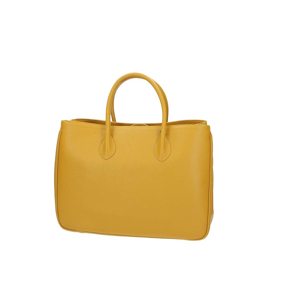 Kurzgrifftasche in Gelb|Ocker aus Leder