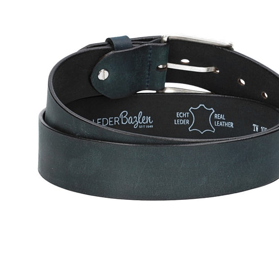 Ledergürtel Blau|Marine 40mm mit Dornschließe in Silber - leder-accessoires.com