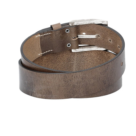 Hochwertiger Ledergürtel 40mm in Grau mit rustikaler Schließe in Silber - leder-accessoires.com