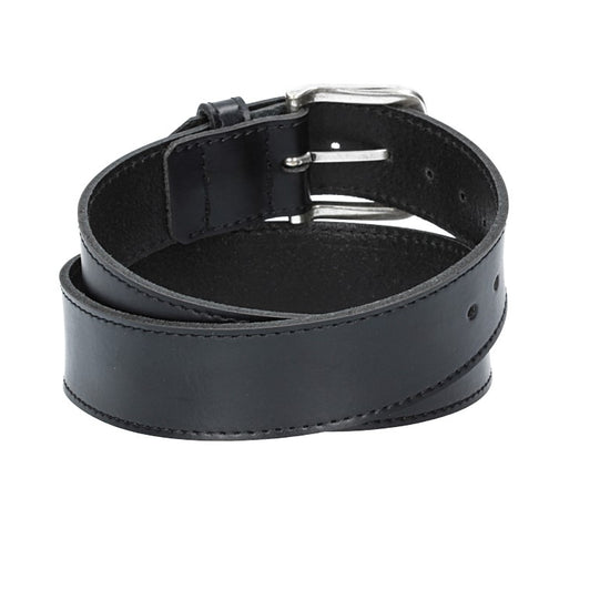 Ledergürtel Kids 30mm abgenäht in Schwarz mit Dornschließe in Silber - leder-accessoires.com