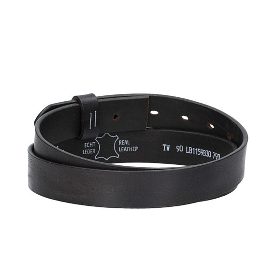 Lederriemen | Gürtelrohling Glanz 30mm in Schwarz mit Schlaufe und Kapplochteil - leder-accessoires.com