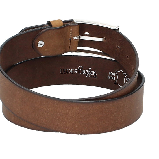 Ledergürtel Cognac 40mm mit Dornschließe in Silber - leder-accessoires.com
