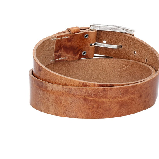 Hochwertiger Ledergürtel 40mm in Natur mit rustikaler Schließe in Silber - leder-accessoires.com