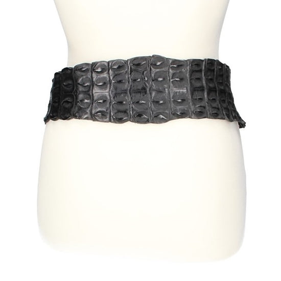 Krokodilgürtel echt Schwarz mit Kettenverschluss in Silber - leder-accessoires.com