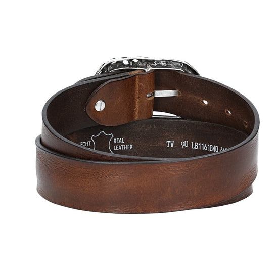 Ledergürtel in Cognac 40mm mit Schmuck-Vollschließe - leder-accessoires.com