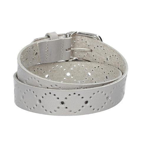 Ledergürtel Kids 25mm in Hellgrau mit Lochmuster und Schließe Silber - leder-accessoires.com