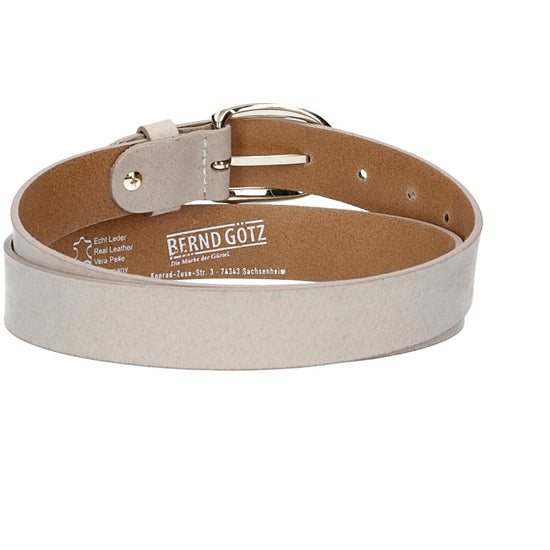 Veloursledergürtel 30mm in Sand|Beige mit Dornschließe in Lightgold - leder-accessoires.com