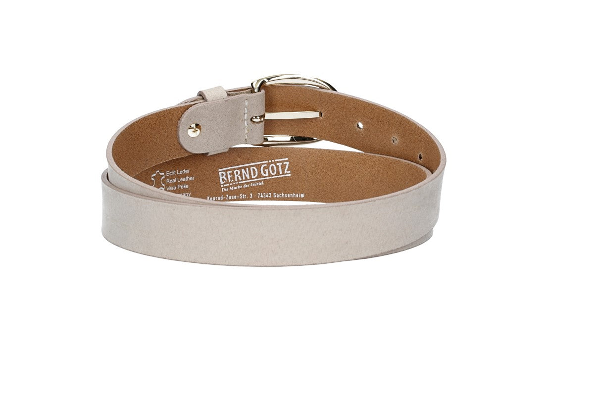 Veloursledergürtel 30mm in Sand|Beige mit Dornschließe in Lightgold