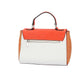 Kurzgrifftasche mit Überschlag in Orange|Weiss mit Canvas
