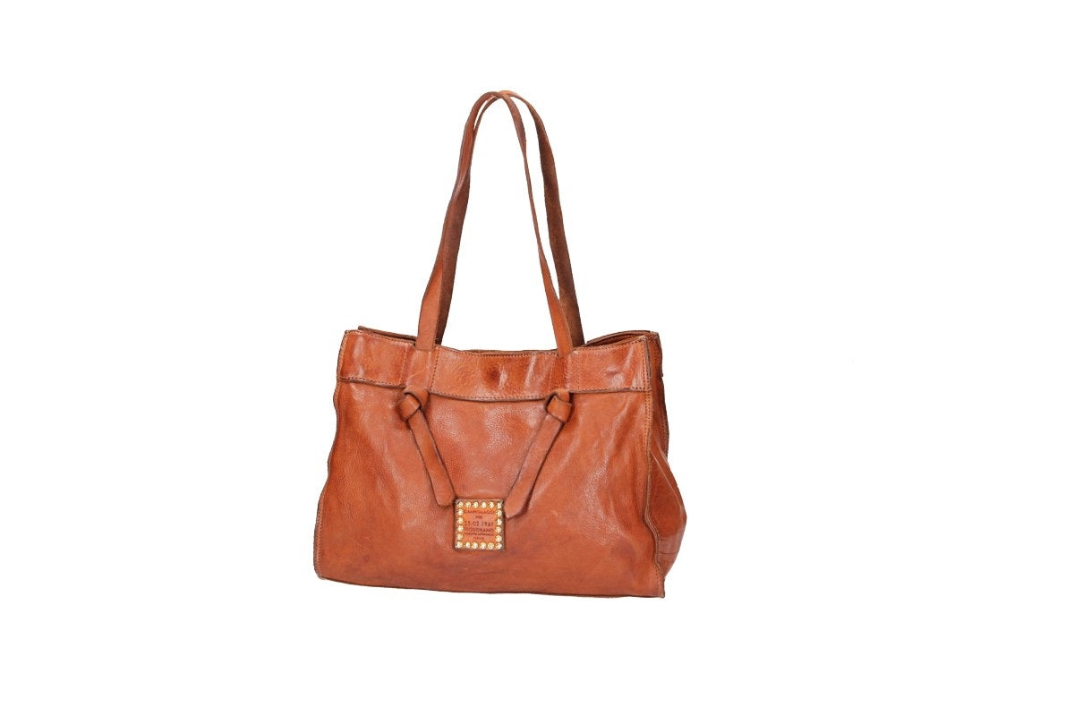 Schultertasche in Cognac aus Leder