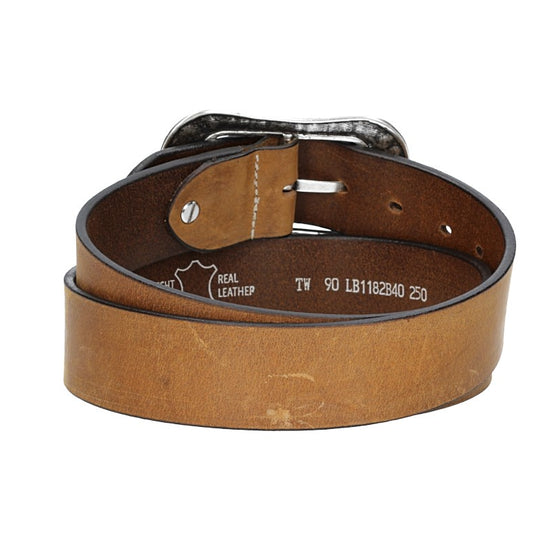 Ledergürtel Ocker | Senfgelb 40mm mit Blumenschließe - leder-accessoires.com