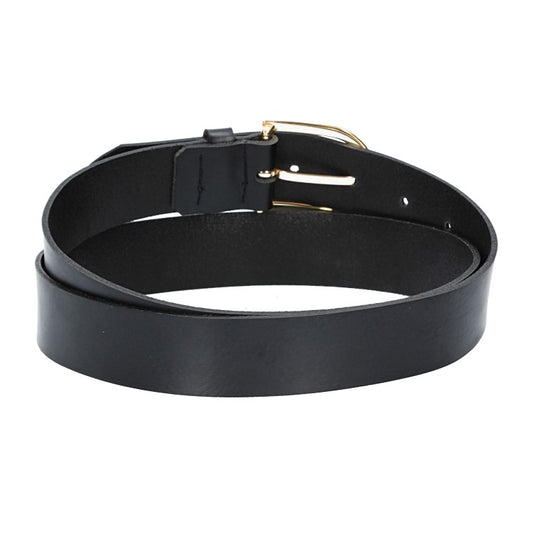Ledergürtel 30mm in Schwarz mit Dornschließe in Light Gold - leder-accessoires.com