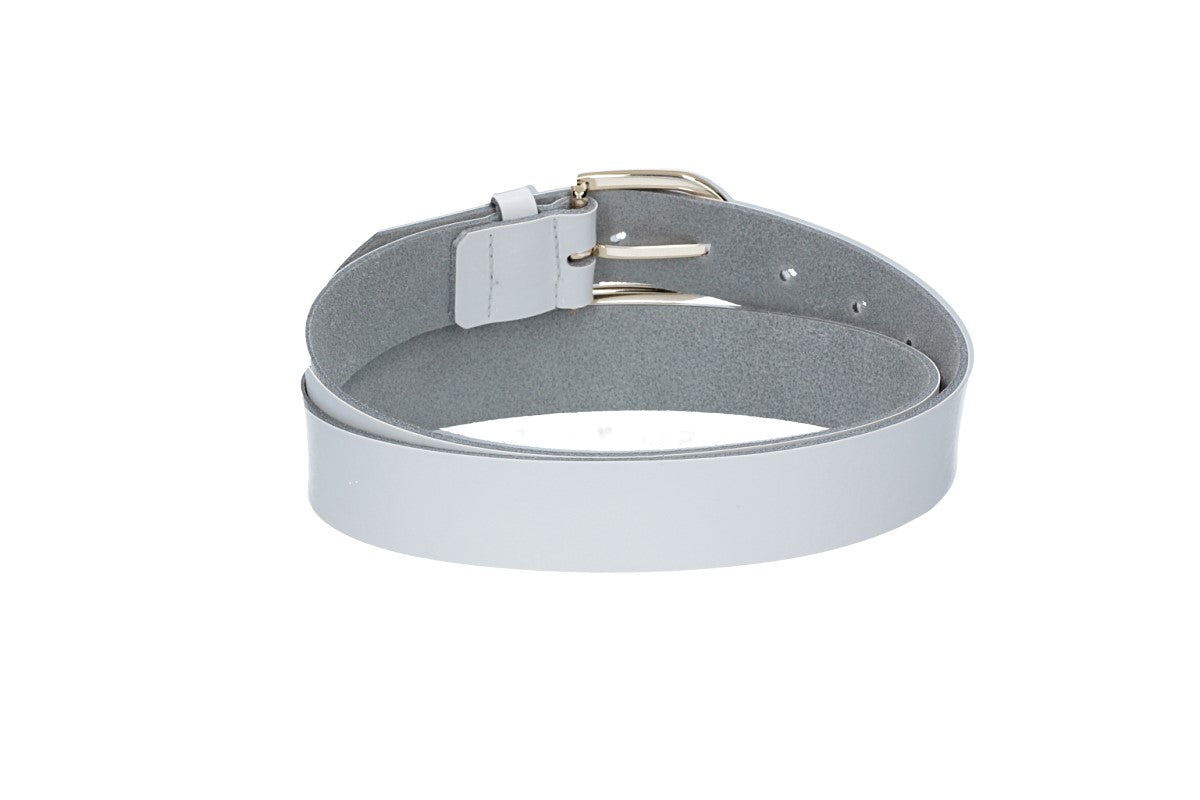 Ledergürtel 30mm in Weiss mit Dornschließe in Light Gold