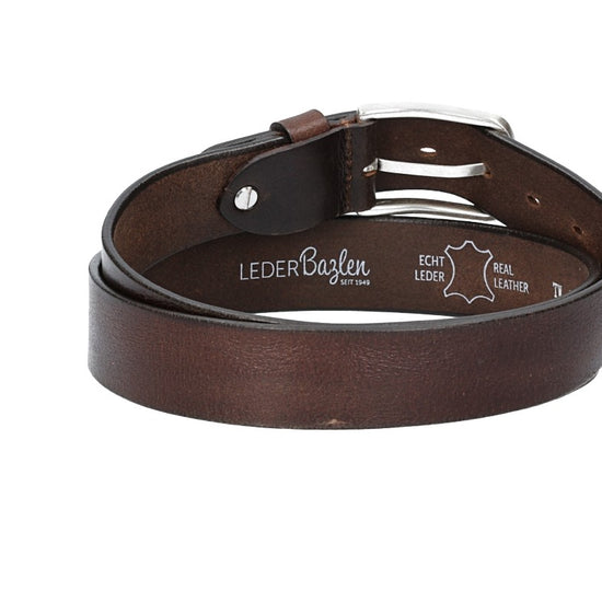 Ledergürtel Braun 35mm mit Dornschließe in Silber - leder-accessoires.com