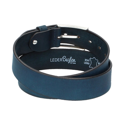 Ledergürtel Blau|Marine 40mm mit Dornschließe in Silber - leder-accessoires.com