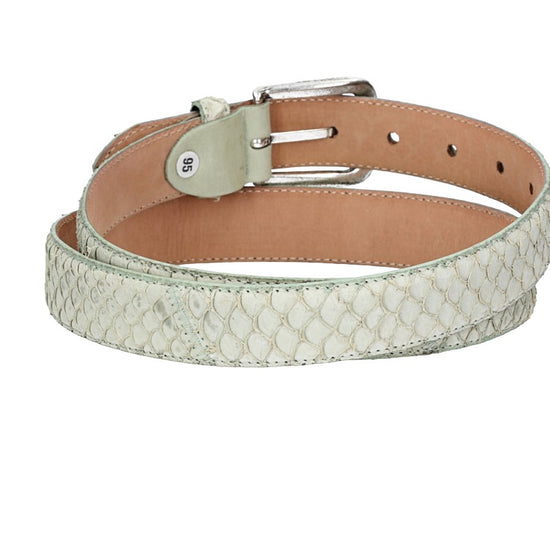 Schlangenledergürtel 30mm Mint und Dornschließe in Silber - leder-accessoires.com