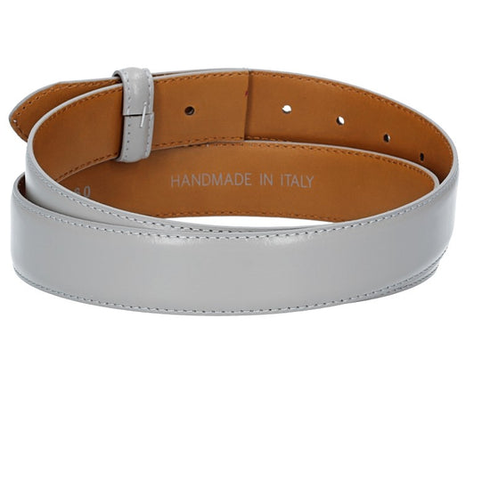 Lederriemen | Gürtelrohling 35mm bombiert in Hellgrau mit Schlaufe und Kapplochteil - leder-accessoires.com