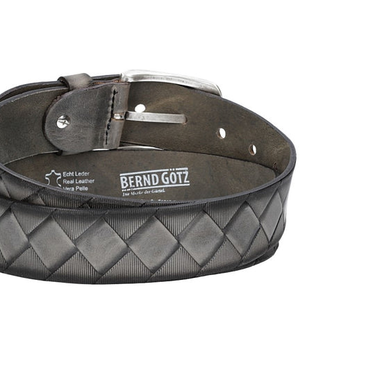 Jeansgürtel 40mm in Taupe|Grau mit Rautenprägung und Dornschließe - leder-accessoires.com